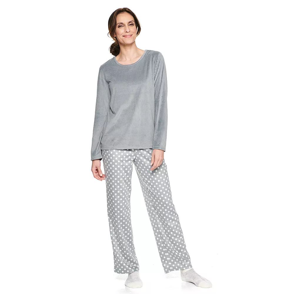 Petite Croft & Barrow® Velour Long Sleeve Pajama Top & Pajama Pants Set 4 Petite Croft & Barrow® Velour Long Sleeve Pajama Top & Pajama Pants Set - Image 4