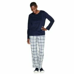 Petite Croft & Barrow® Velour Long Sleeve Pajama Top & Pajama Pants Set 20 Petite Croft & Barrow® Velour Long Sleeve Pajama Top & Pajama Pants Set -Hot Sale Adult Shop 5041069 Mint Plaid