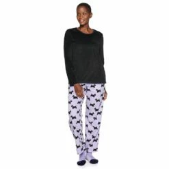 Petite Croft & Barrow® Velour Long Sleeve Pajama Top & Pajama Pants Set 17 Petite Croft & Barrow® Velour Long Sleeve Pajama Top & Pajama Pants Set -Hot Sale Adult Shop 5041069 Purple Scottie Dog