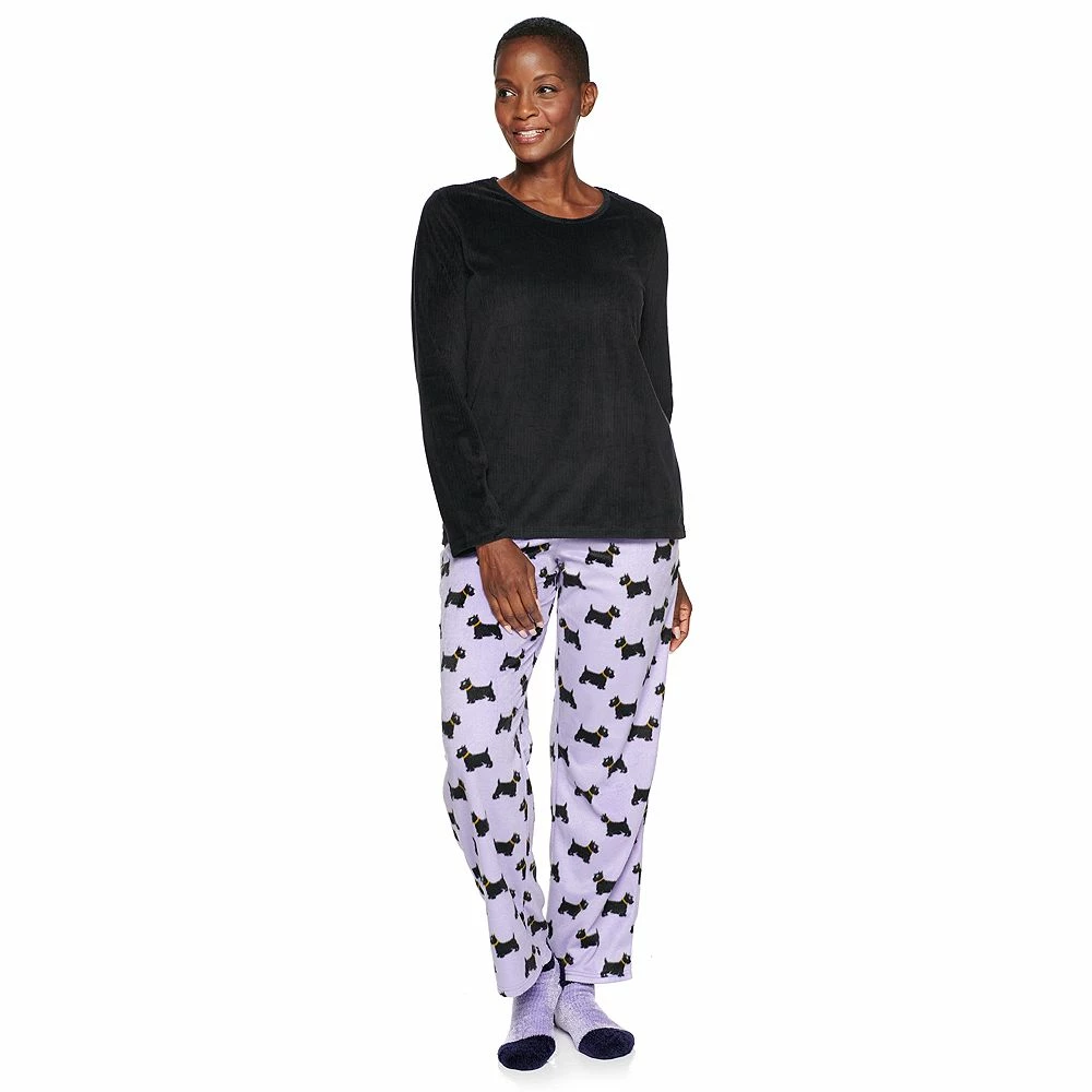 Petite Croft & Barrow® Velour Long Sleeve Pajama Top & Pajama Pants Set 5 Petite Croft & Barrow® Velour Long Sleeve Pajama Top & Pajama Pants Set - Image 5