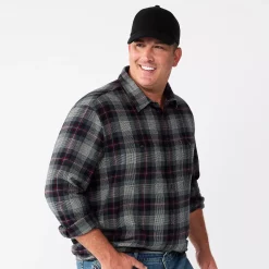 Big & Tall Sonoma Goods For Life® Regular-Fit Flannel Button-Down Shirt -Hot Sale Adult Shop 5044680 Black Gray Multi