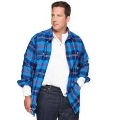 Big & Tall Sonoma Goods For Life® Regular-Fit Flannel Button-Down Shirt -Hot Sale Adult Shop 5044680 Blue Navy Plaid