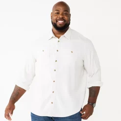 Big & Tall Sonoma Goods For Life® Regular-Fit Flannel Button-Down Shirt -Hot Sale Adult Shop 5044680 Ice Heather