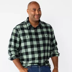 Big & Tall Sonoma Goods For Life® Regular-Fit Flannel Button-Down Shirt -Hot Sale Adult Shop 5044680 Teal Black Buff