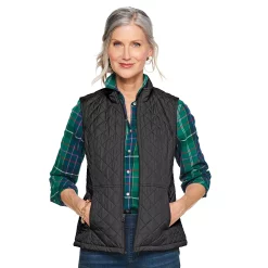 Petite Women's Croft & Barrow® Woven Quilted Vest -Hot Sale Adult Shop 5055459 Black