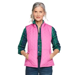 Petite Women's Croft & Barrow® Woven Quilted Vest -Hot Sale Adult Shop 5055459 Pink