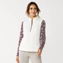 Petite Women's Croft & Barrow® Woven Quilted Vest -Hot Sale Adult Shop 5055459 White