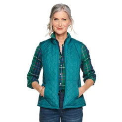 Women's Croft & Barrow® Woven Quilted Vest -Hot Sale Adult Shop 5069324 Teal