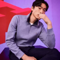 Men's Tommy Hilfiger Logo Quarter-Zip Top -Hot Sale Adult Shop 5090444 ALT3