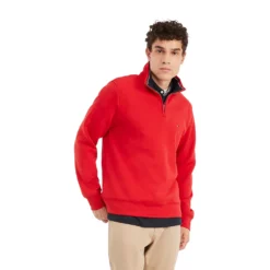 Men's Tommy Hilfiger Logo Quarter-Zip Top -Hot Sale Adult Shop 5090444 Haute Red