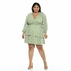 Plus Size ALEXIA ADMOR Layla V-Neck Tiered Ruffle Dress