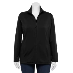 Plus Size Croft & Barrow® Zip-Front Fleece Jacket -Hot Sale Adult Shop 5152260 Black