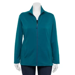 Plus Size Croft & Barrow® Zip-Front Fleece Jacket -Hot Sale Adult Shop 5152260 Teal