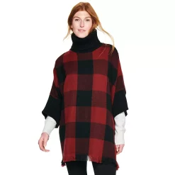 Women's Sonoma Goods For Life® Turtleneck Poncho -Hot Sale Adult Shop 5161618 Red Black