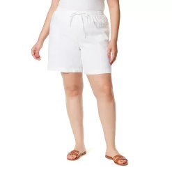Plus Size Gloria Vanderbilt Jenna Linen Bermuda Shorts -Hot Sale Adult Shop 5195329 Vintage White