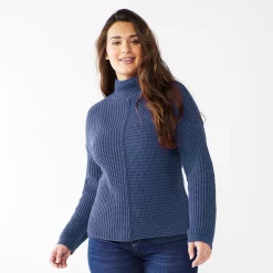 Women's Sonoma Goods For Life® Exposed Seaming Mockneck Sweater -Hot Sale Adult Shop 5195667 Iris Bouquet