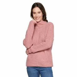 Women's Sonoma Goods For Life® Exposed Seaming Mockneck Sweater -Hot Sale Adult Shop 5195667 Peach Layer