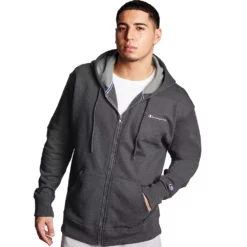 Men's Champion® Powerblend Fleece Full-Zip Hoodie -Hot Sale Adult Shop 5205444 Granite Heather