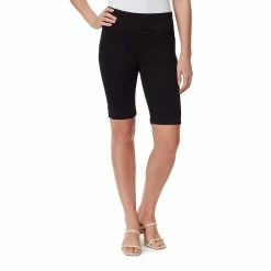 Petite Gloria Vanderbilt Amanda Wide-Waistband Bermuda Jean Shorts -Hot Sale Adult Shop 5208917 Black