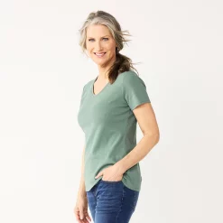 Petite Croft & Barrow® Essential V-Neck Tee -Hot Sale Adult Shop 5211690 Laurel Wreath