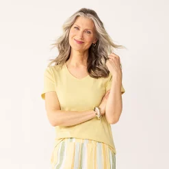 Petite Croft & Barrow® Essential V-Neck Tee -Hot Sale Adult Shop 5211690 Pineapple