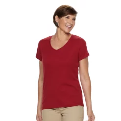 Petite Croft & Barrow® Essential V-Neck Tee -Hot Sale Adult Shop 5211690 Red