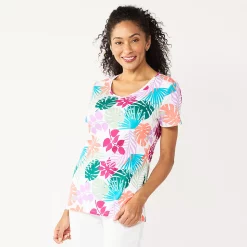 Petite Croft & Barrow® Essential V-Neck Tee -Hot Sale Adult Shop 5211690 White Foliage