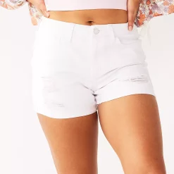 Juniors' SO® High Rise Curvy Midi Shorts -Hot Sale Adult Shop 5220672 White