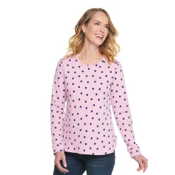 Women's Croft & Barrow® Athleisure Crewneck Sweatshirt -Hot Sale Adult Shop 5224371 Lavender Polka Dot