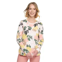 Women's Croft & Barrow® Athleisure Crewneck Sweatshirt -Hot Sale Adult Shop 5224371 Pink Bold Blooms