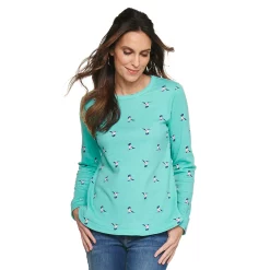 Women's Croft & Barrow® Athleisure Crewneck Sweatshirt -Hot Sale Adult Shop 5224371 Teal Hummingbird