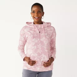 Women's Croft & Barrow® Athleisure Drop-Shoulder Hoodie -Hot Sale Adult Shop 5237036 Pink Boho Floral