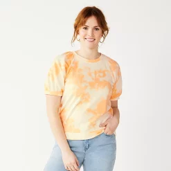 Women's Sonoma Goods For Life® Puff Sleeve Sweatshirt -Hot Sale Adult Shop 5237696 Peach Bleach Dye