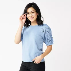 Women's Sonoma Goods For Life® Puff Sleeve Sweatshirt -Hot Sale Adult Shop 5237696 Washed Blue