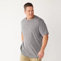 Big & Tall Sonoma Goods For Life® Classic-Fit Henley -Hot Sale Adult Shop 5241683 Charcoal