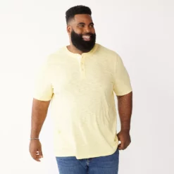 Big & Tall Sonoma Goods For Life® Classic-Fit Henley -Hot Sale Adult Shop 5241683 Yellow
