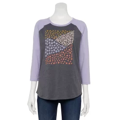 Women's Sonoma Goods For Life® Three Quarter Sleeve Baseball Graphic Tee -Hot Sale Adult Shop 5242169 Grey Floral Fields