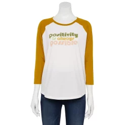 Women's Sonoma Goods For Life® Three Quarter Sleeve Baseball Graphic Tee -Hot Sale Adult Shop 5242169 Ivory Positivity