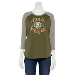 Women's Sonoma Goods For Life® Three Quarter Sleeve Baseball Graphic Tee -Hot Sale Adult Shop 5242169 Olive Good Days