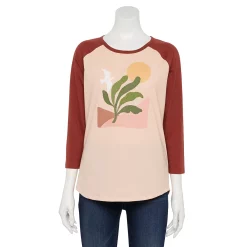 Women's Sonoma Goods For Life® Three Quarter Sleeve Baseball Graphic Tee -Hot Sale Adult Shop 5242169 Peach Nature Scene