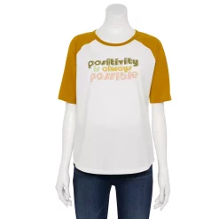 Women's Sonoma Goods For Life® Elbow Sleeve Baseball Graphic Tee -Hot Sale Adult Shop 5242399 Ivory Positivity