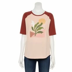 Women's Sonoma Goods For Life® Elbow Sleeve Baseball Graphic Tee -Hot Sale Adult Shop 5242399 Peach Nature Scene