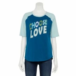 Women's Sonoma Goods For Life® Elbow Sleeve Baseball Graphic Tee -Hot Sale Adult Shop 5242399 Teal Choose Love