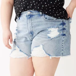 Juniors' Plus Size SO® Super High Rise '90s Boyfriend Shorts -Hot Sale Adult Shop 5247863 Light Dest