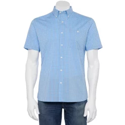 Men's Croft & Barrow® Slim-Fit Performance Woven Button-Down Shirt -Hot Sale Adult Shop 5256596 Blue Gingham