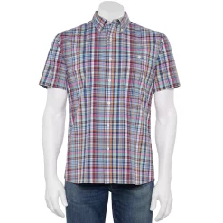 Men's Croft & Barrow® Slim-Fit Performance Woven Button-Down Shirt -Hot Sale Adult Shop 5256596 Blue Multi Plaid