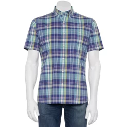 Men's Croft & Barrow® Slim-Fit Performance Woven Button-Down Shirt -Hot Sale Adult Shop 5256596 Blue Plaid