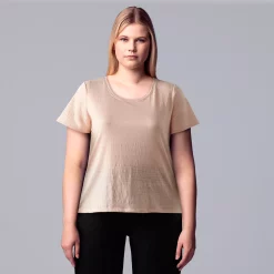 Plus Size Simply Vera Vera Wang Relaxed Scoopneck Tee