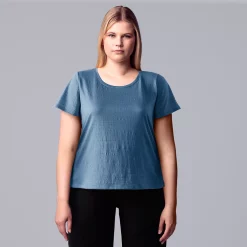 Plus Size Simply Vera Vera Wang Relaxed Scoopneck Tee -Hot Sale Adult Shop 5256626 Gray Blue