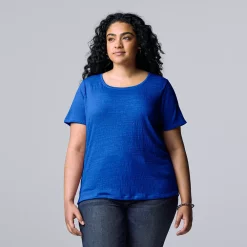 Plus Size Simply Vera Vera Wang Relaxed Scoopneck Tee -Hot Sale Adult Shop 5256626 Vera Blue